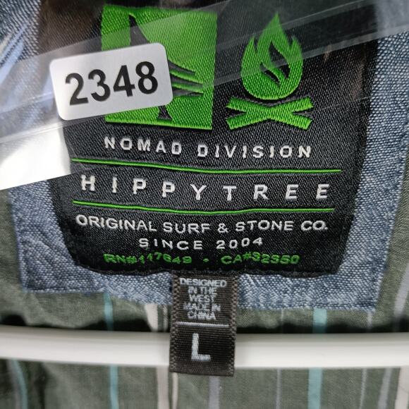 HippyTree Shirt Men Large Gray Striped Short Sleeve Surf Outdoors - Picture 2 of 9